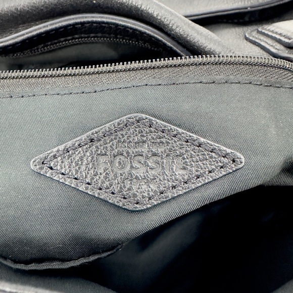 Fossil Julia Tote Black Leather Large Shoulder Bag Carryall Purse Pebbled - Picture 12 of 16